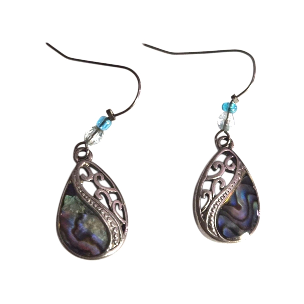 Glacier Pearle Heirloom Abalone Silver Plated Drop Earrings‎